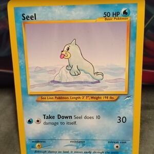 Pokemon Seel Card - Yellow Border, Blue Artwork